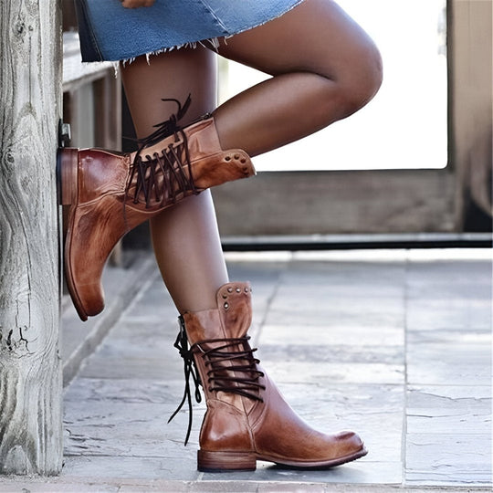 Annia | Leather Boots with Laces